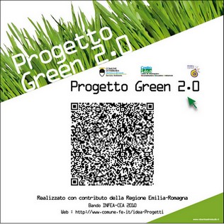 pannello dotato di QR Code - presentazione del Progetto Green 2.0 a Ferrara
